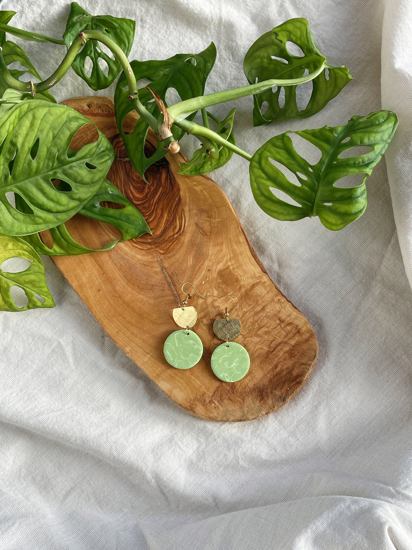 Green Marble Clay Earrings