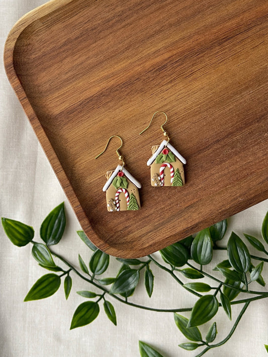 Gingerbread House Clay Earrings