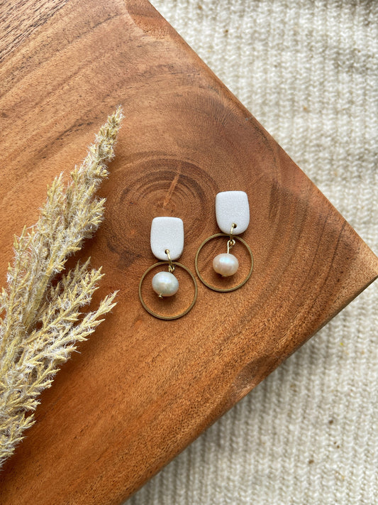 Wedding Pearl Clay Earrings