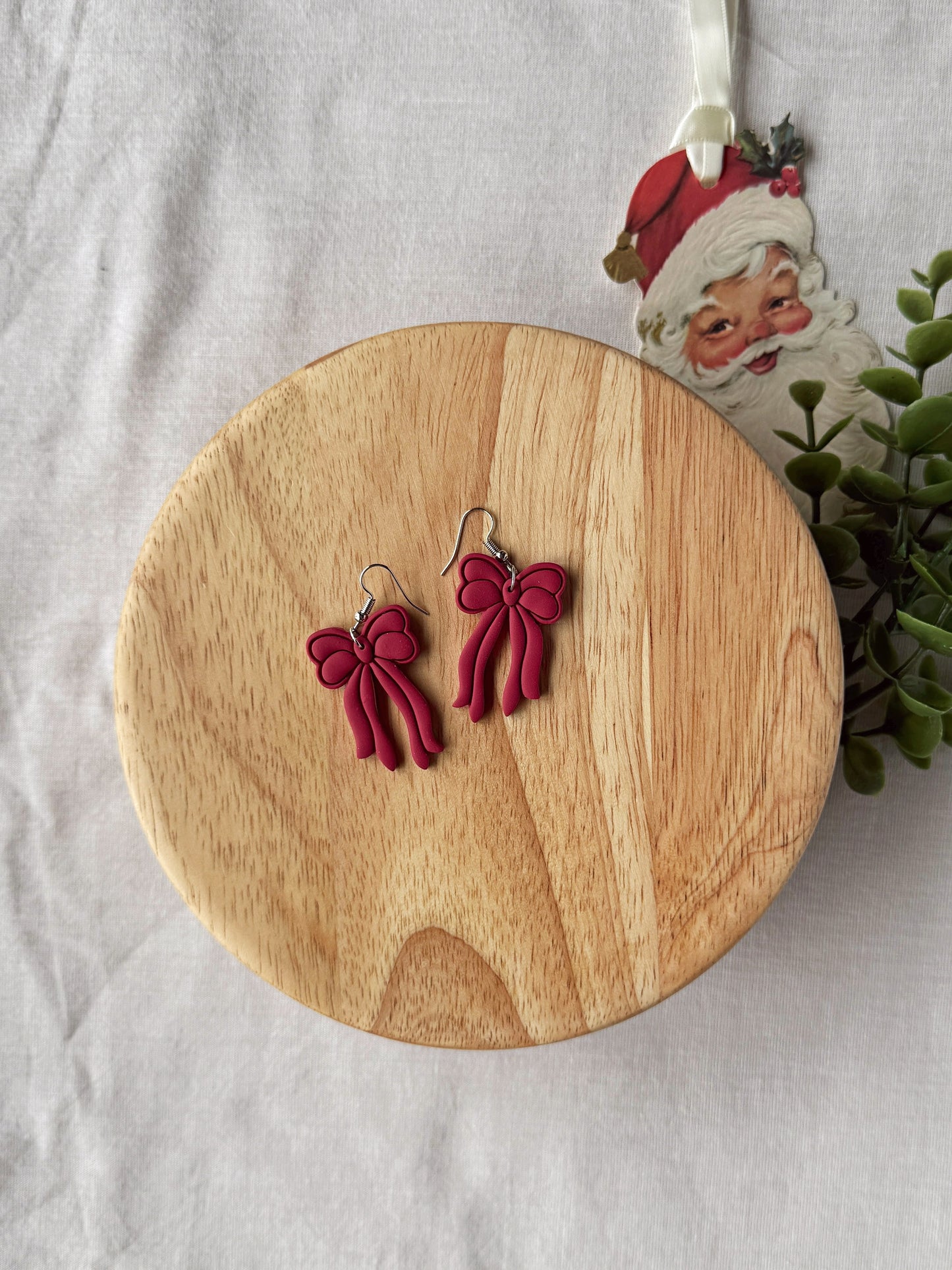 Red Present Clay Earrings