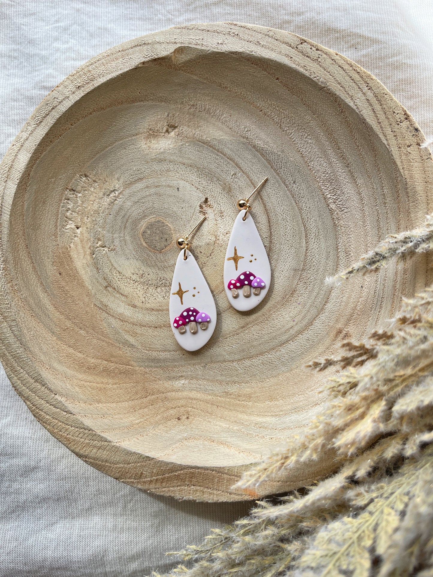 Mushroom Trio Clay Earrings