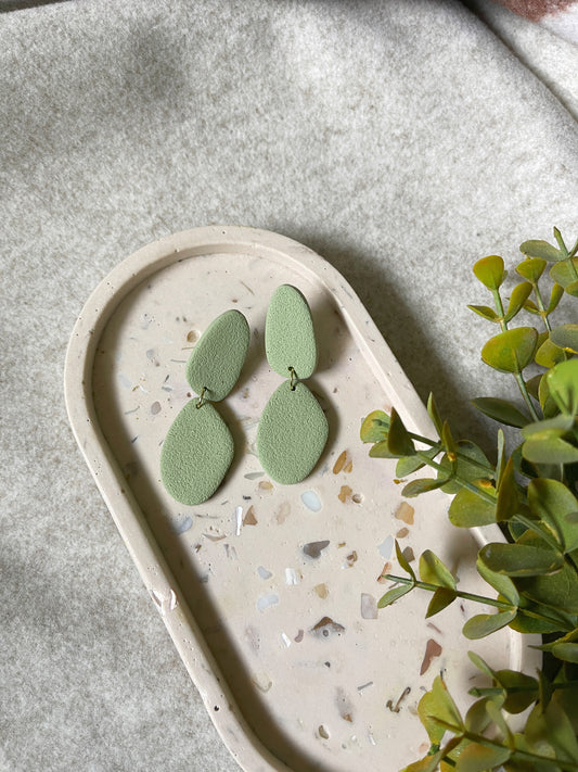 Green Stone Clay Earrings