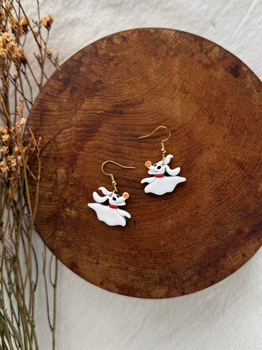 Ghost Puppy Clay Earrings