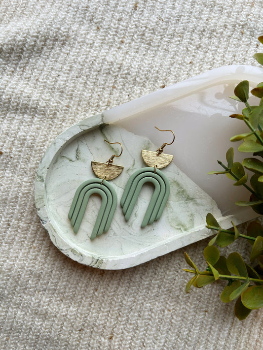 Sage Arch Gold Clay Earrings