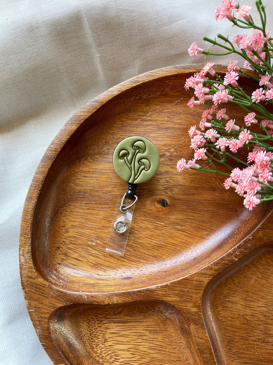 Green Mushroom Badge reel