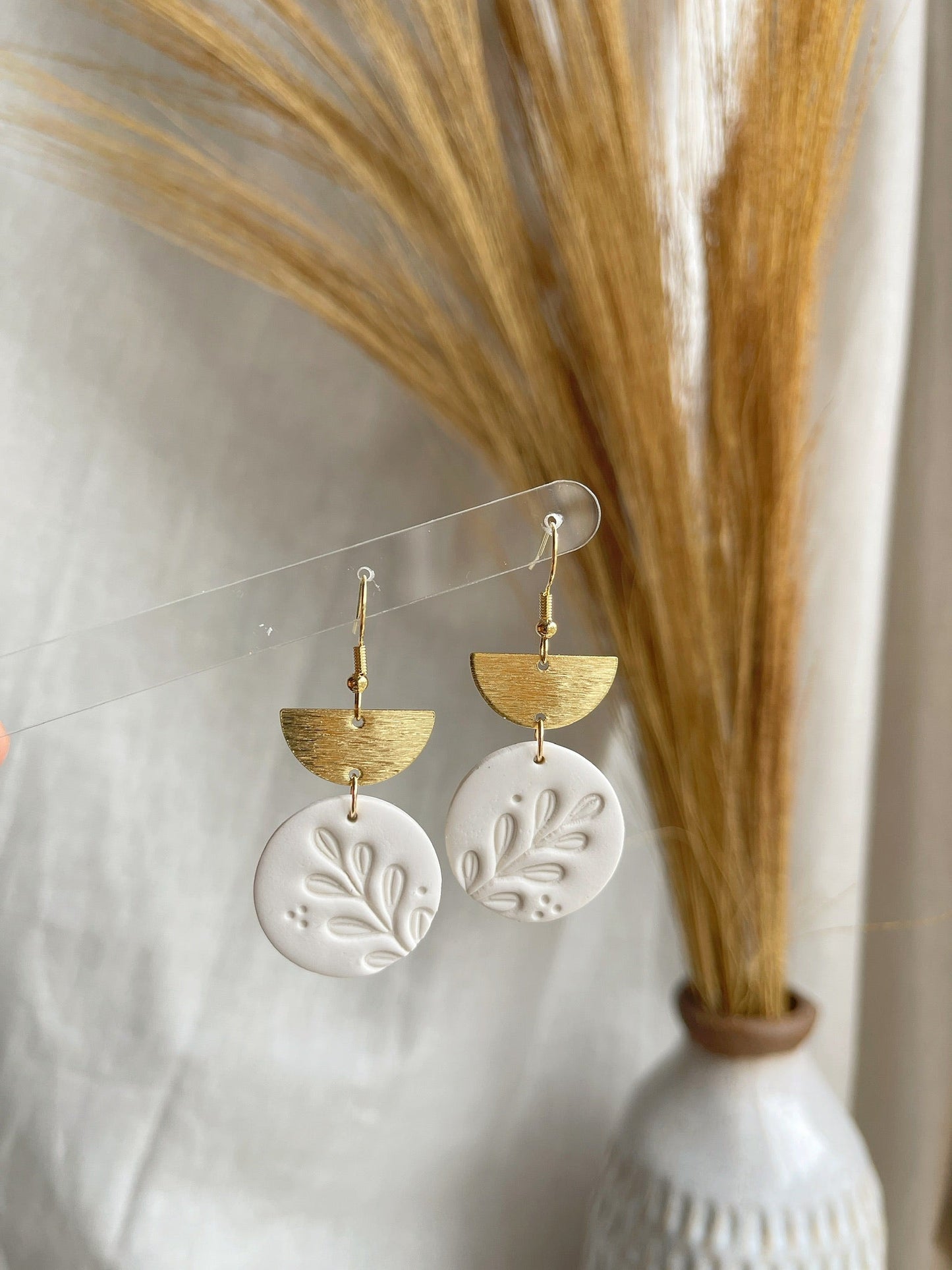 Cream Embossed Soft Earrings