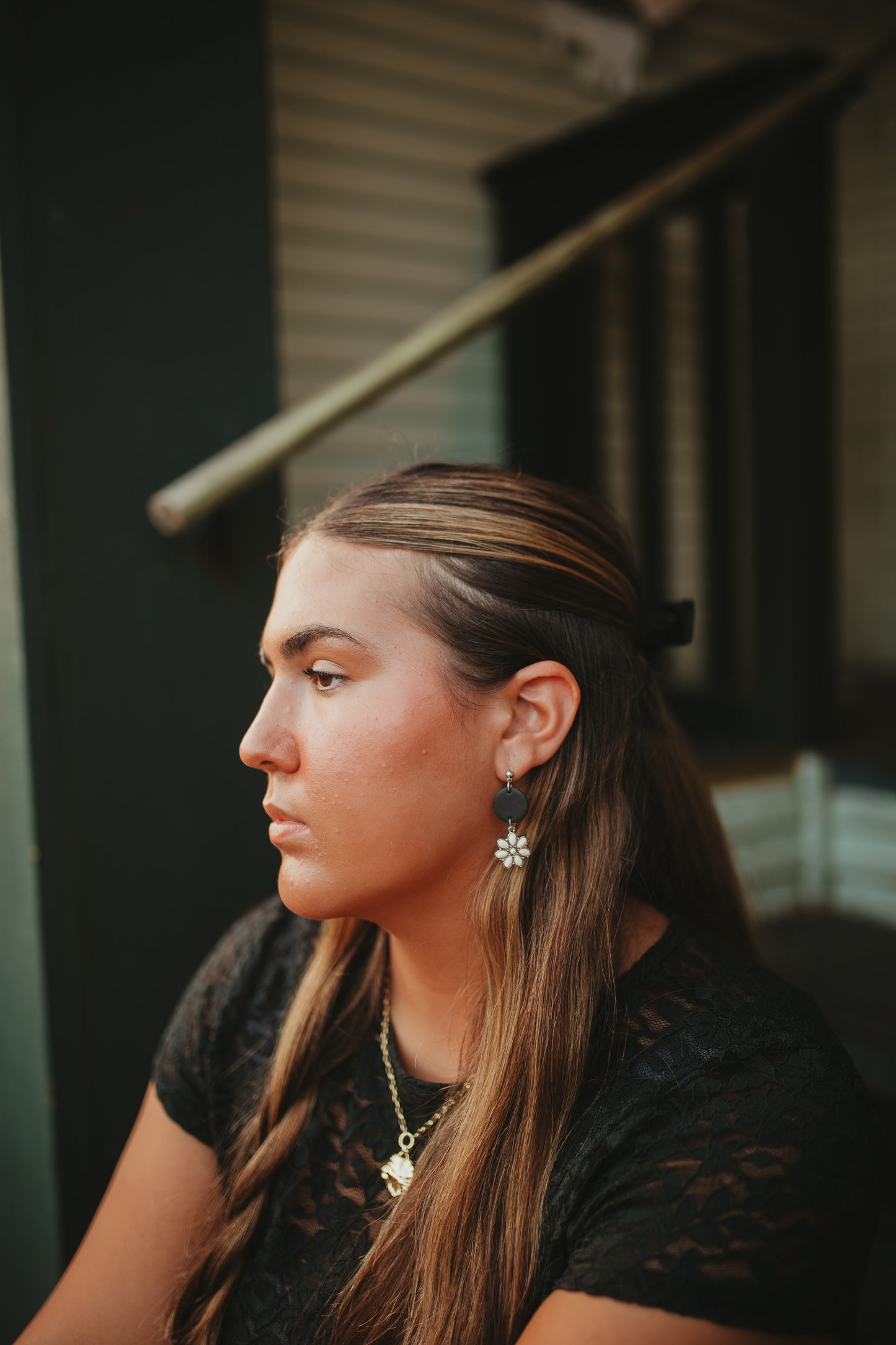 Black Concho Clay Earrings