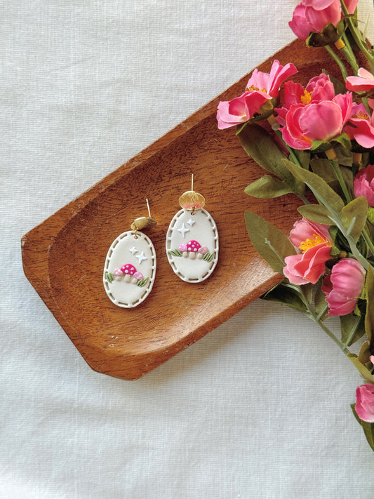 Mushroom Trio Clay Earrings