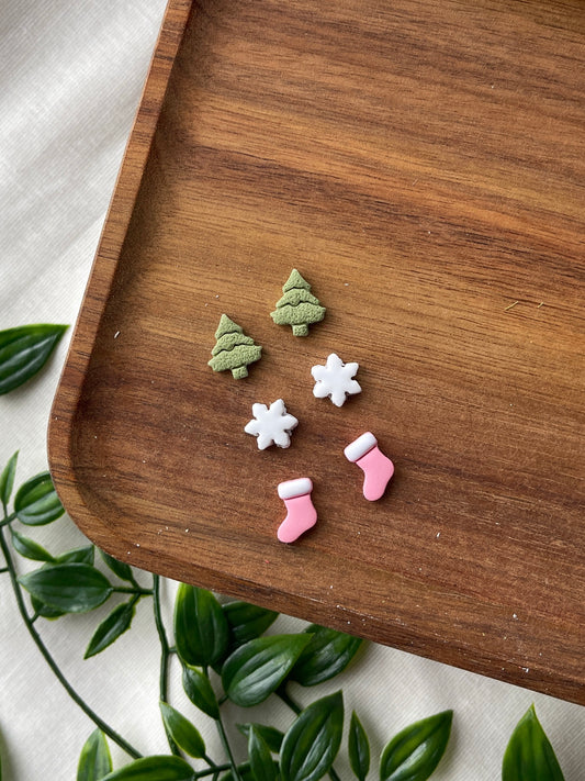 Christmas Clay Studs Clay Earrings