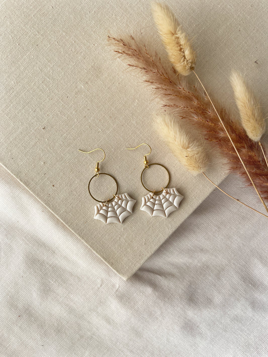 Pearl Web Clay Earrings