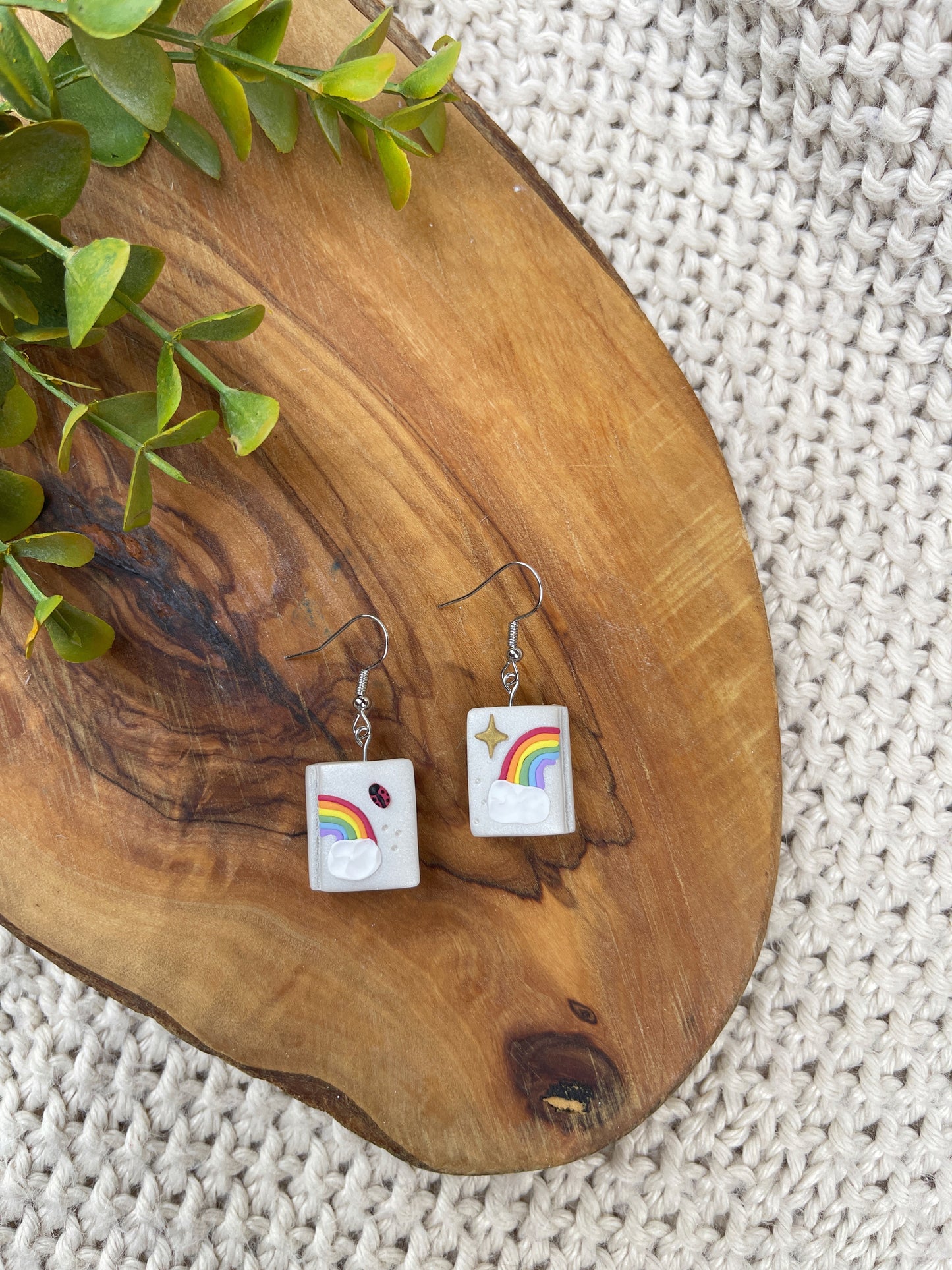 Rainbow Book Pride Clay Earring