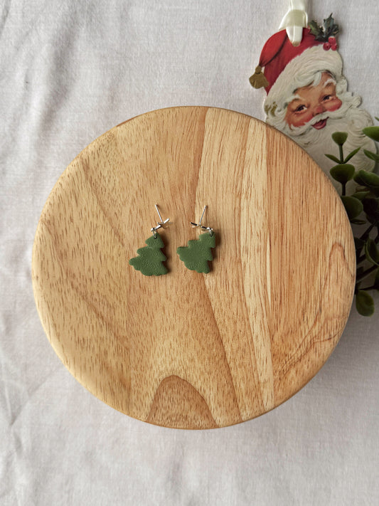 Tree & Gold Star Clay Earrings