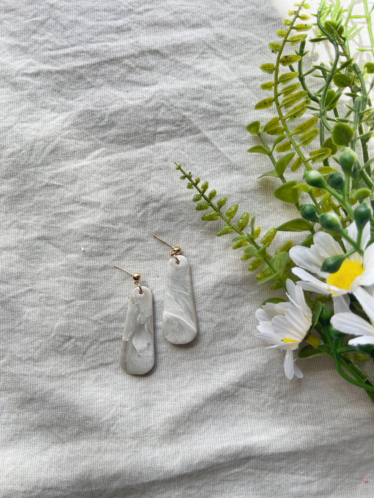 Pearl Drop Clay Earrings