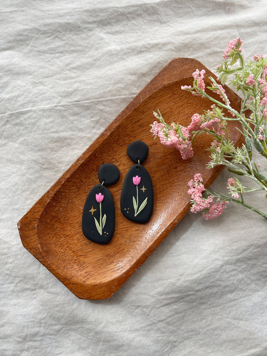 Tulip Clay Earrings