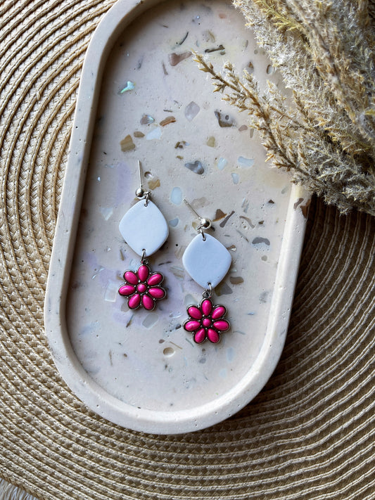 Hot Pink Clay Earrings