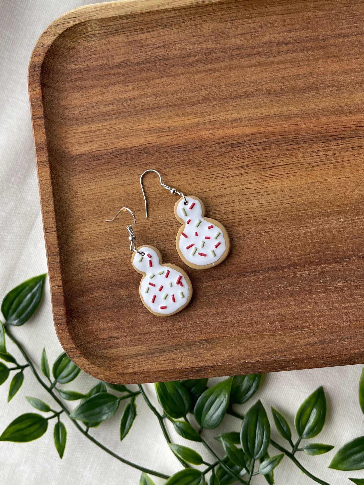 Snowman Cookie Clay Earrings