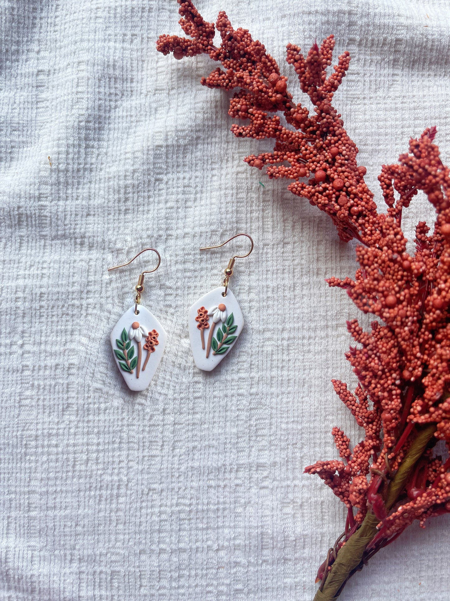 Tri Flower Clay Earrings