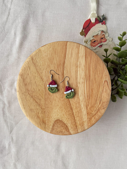 Green Man Clay Earrings