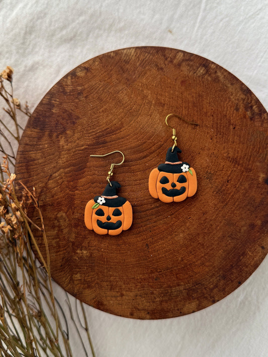 Witch Pumpkin Clay Earrings