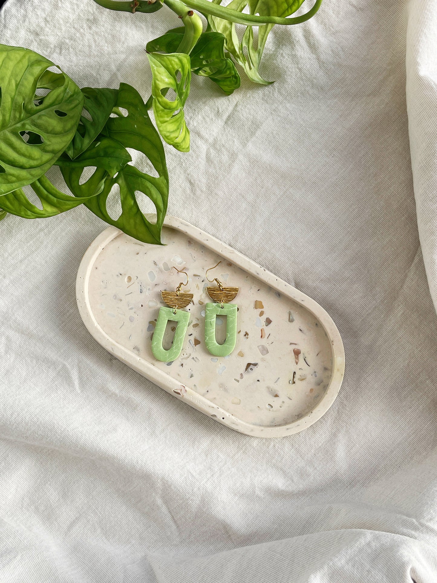 Green Marble Clay Earrings