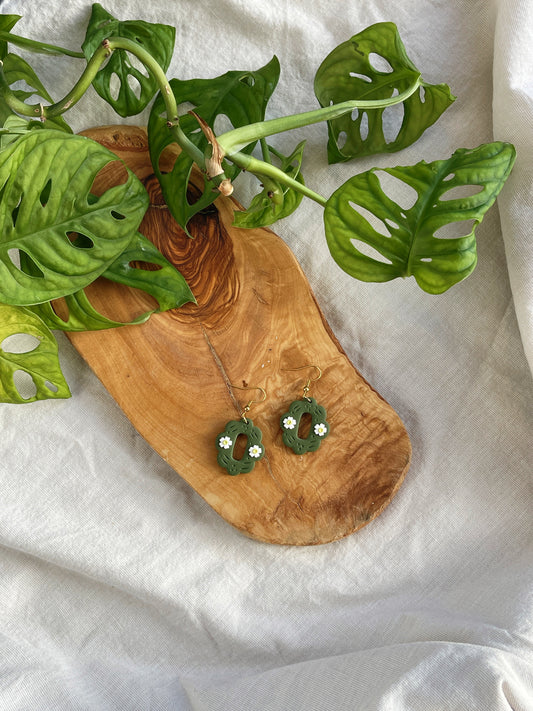 Mirror Floral Clay Earrings