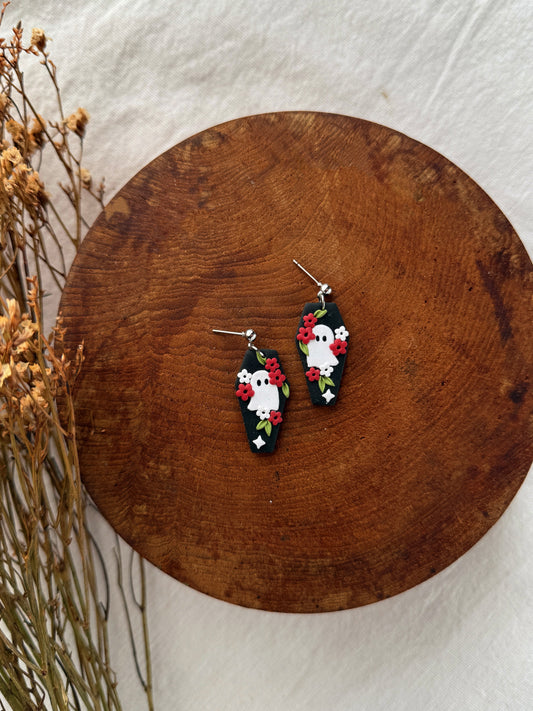 Ghost Coffin Clay Earrings