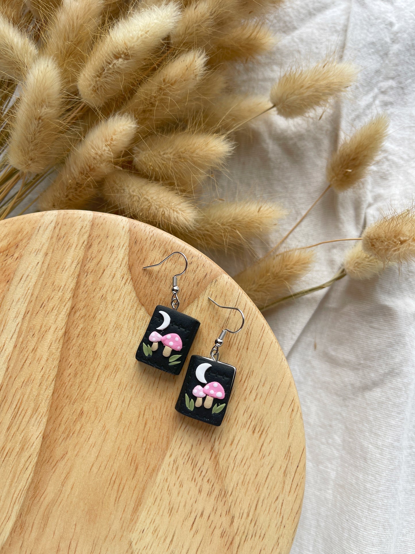 Mushroom Book Clay Earrings