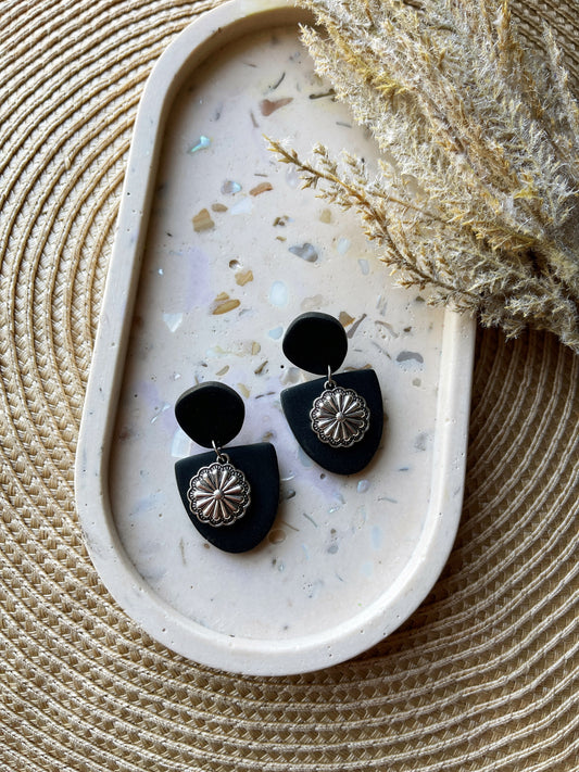 Black & Silver Clay Earrings