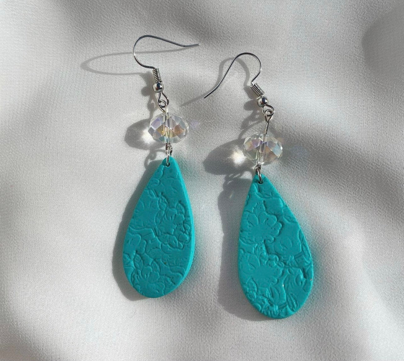 Turquoise Embossed Clay Earrings