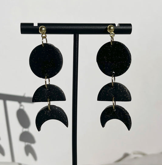 Moon Dangle Clay Earrings