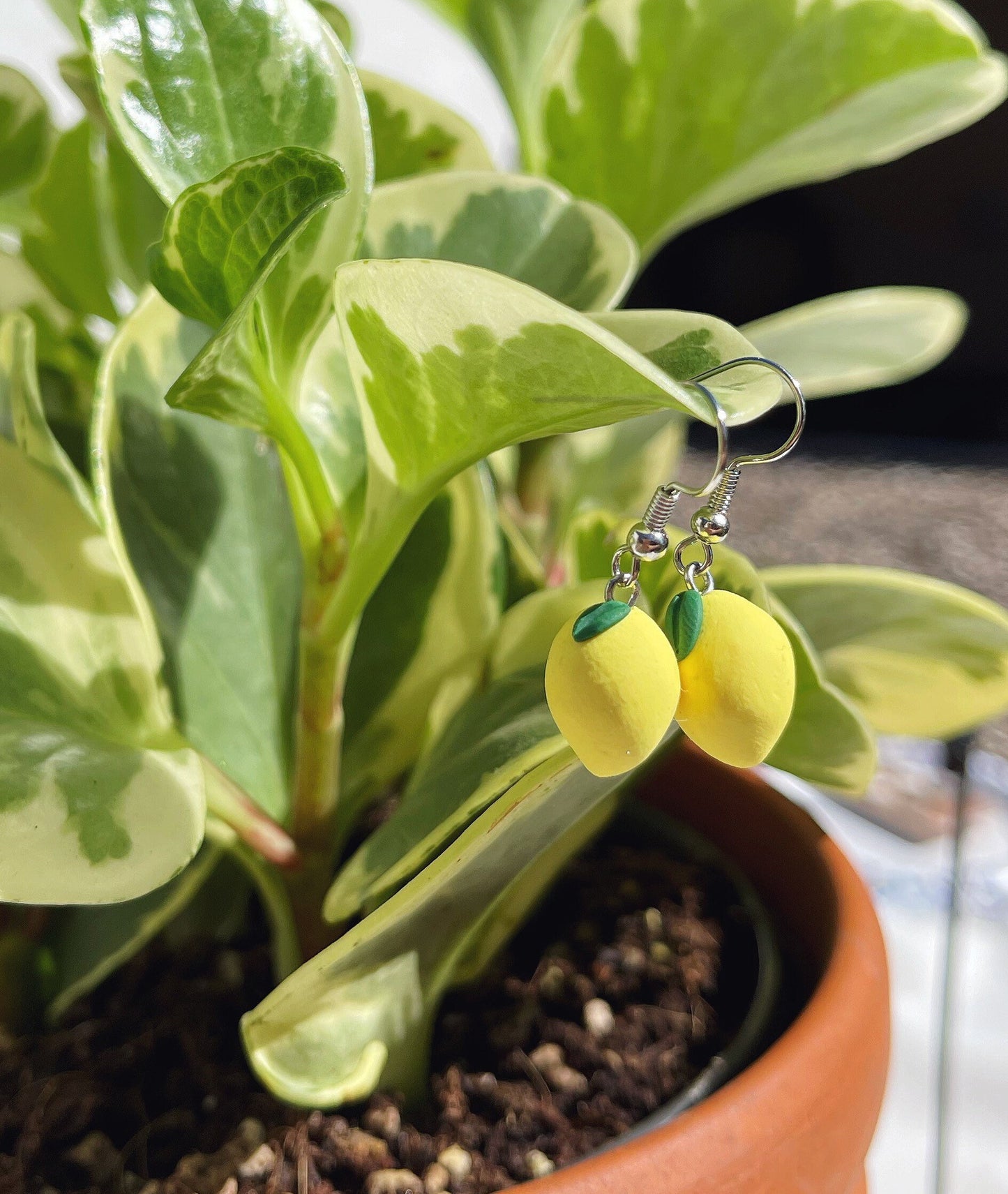 Lemon Clay Earrings 3D