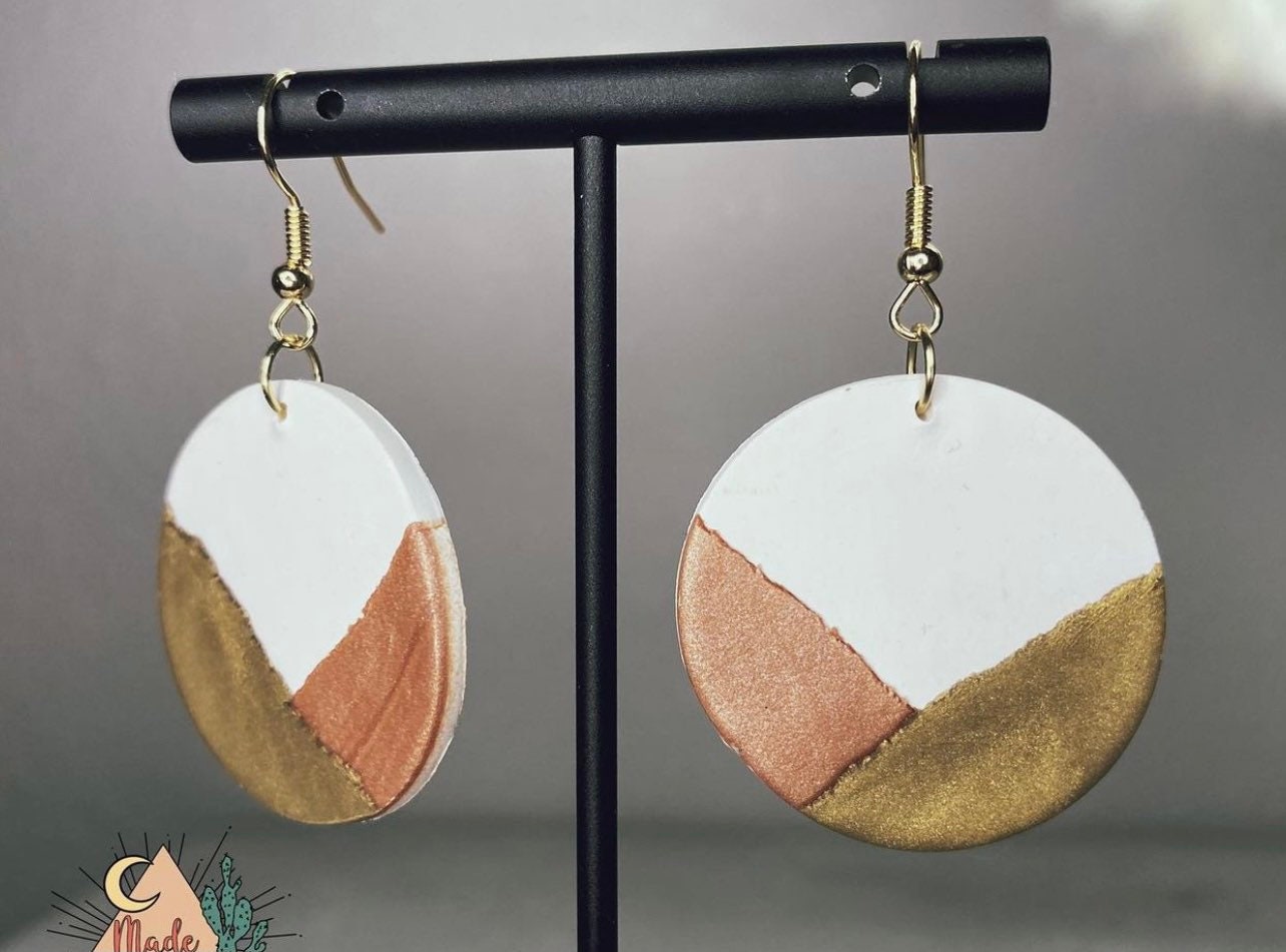 Gold & Rose Gold Clay Earrings