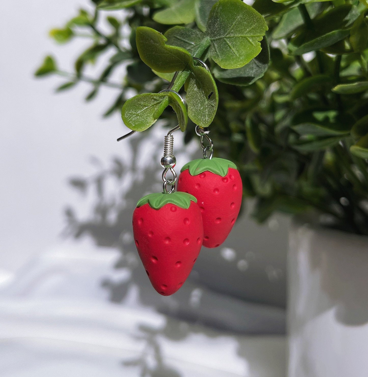 Strawberry Clay Earrings 3D