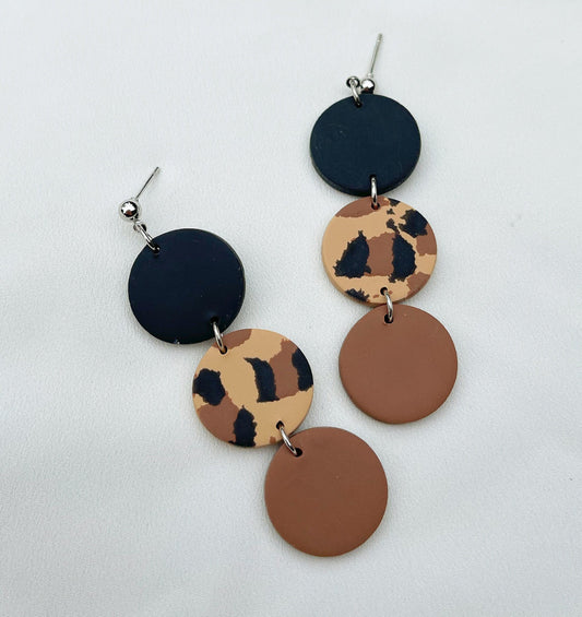 Cheetah 3 Layer Clay Earrings