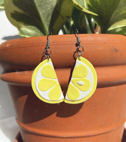 Lemon Clay Dangle Earrings