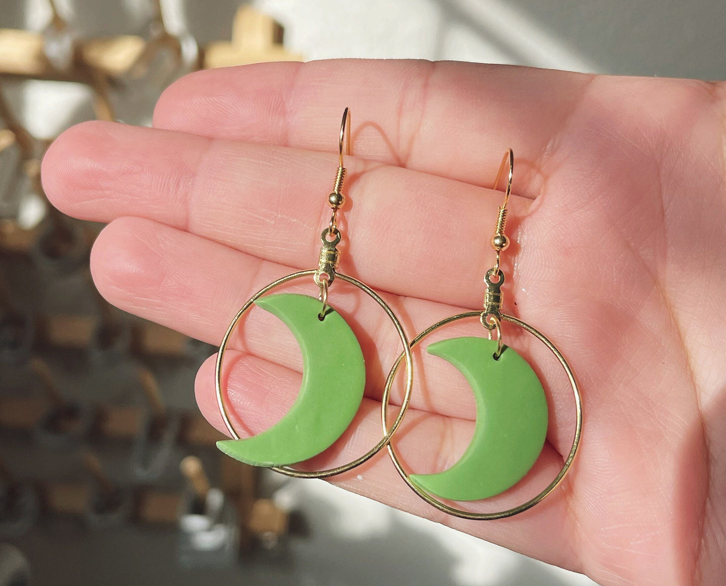 Clay Moon Dangle Earrings