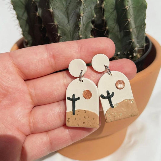 Cactus & Moon Earrings