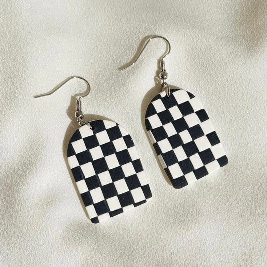 Checkered Clay Arch Earring