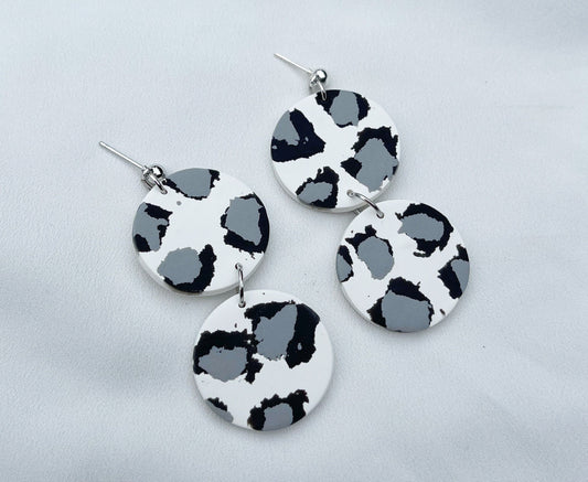 Gray & Black Cheetah Earrings