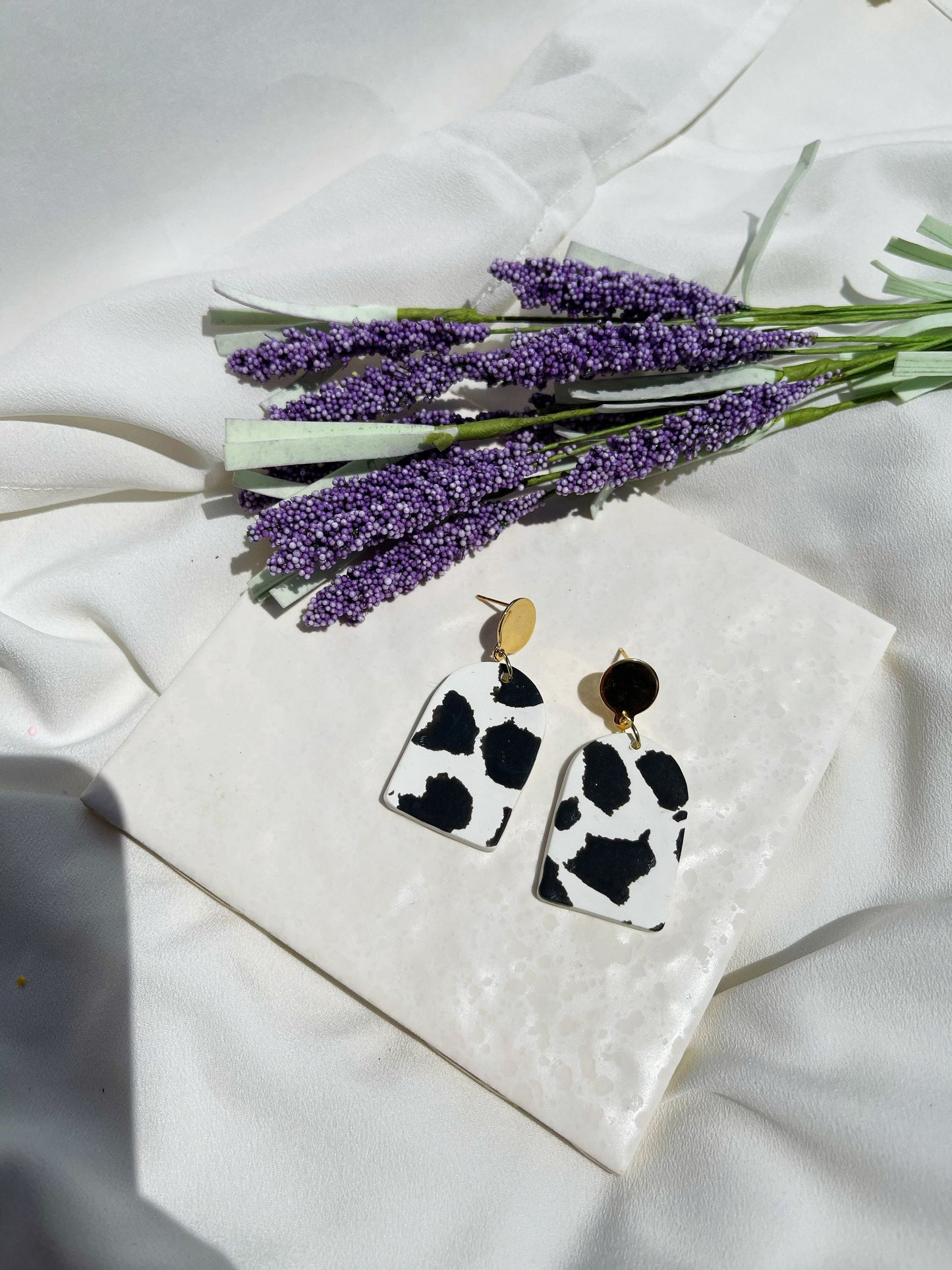 Cowhide Clay Earrings