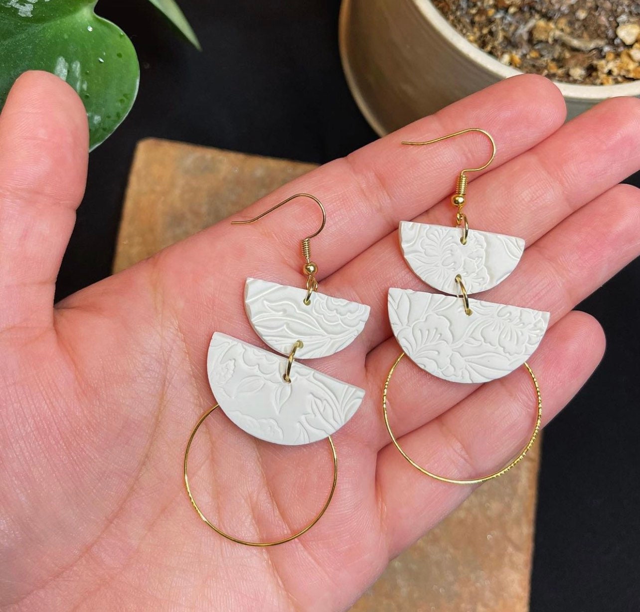 Embossed Clay Earrings