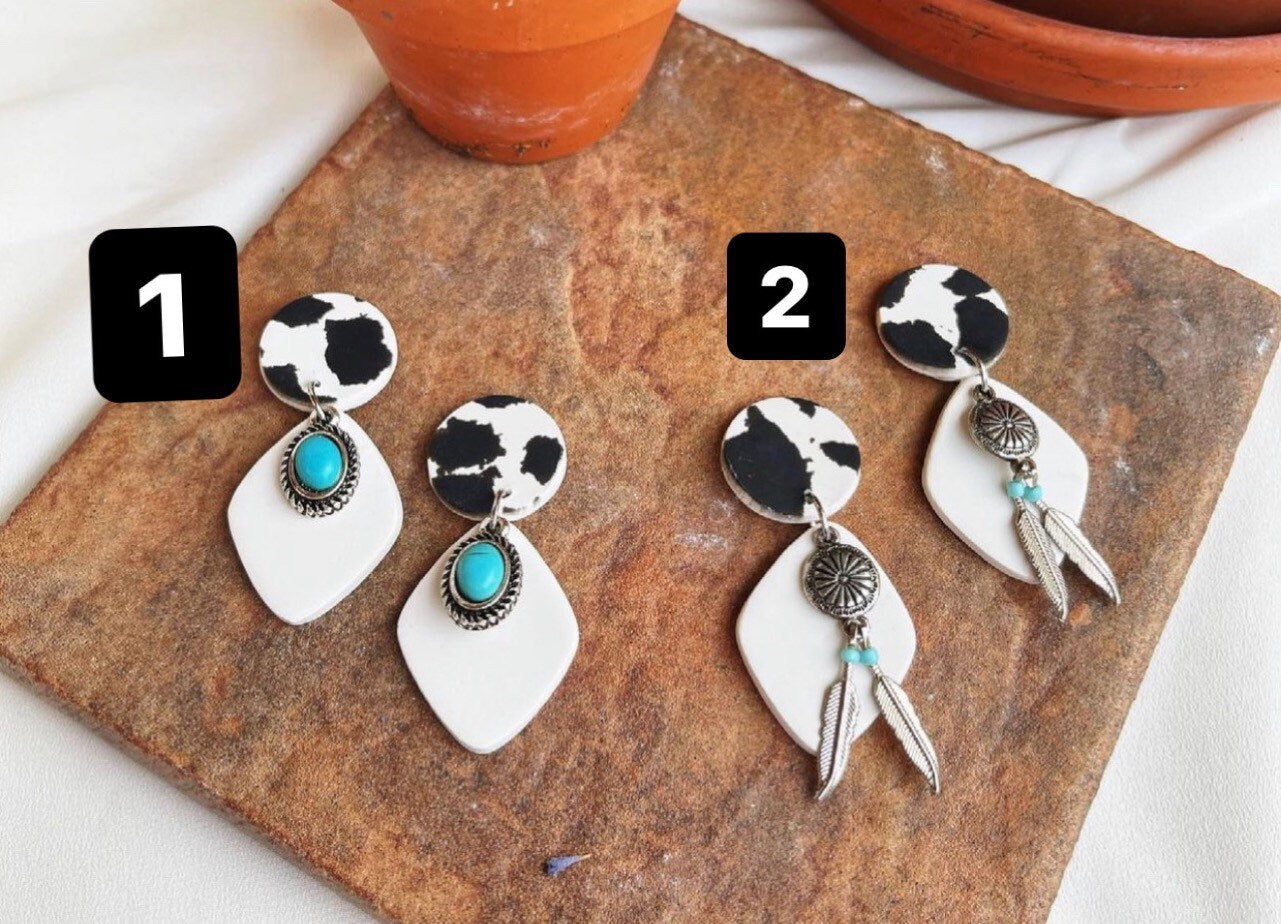 Cow Clay Turquoise Earrings