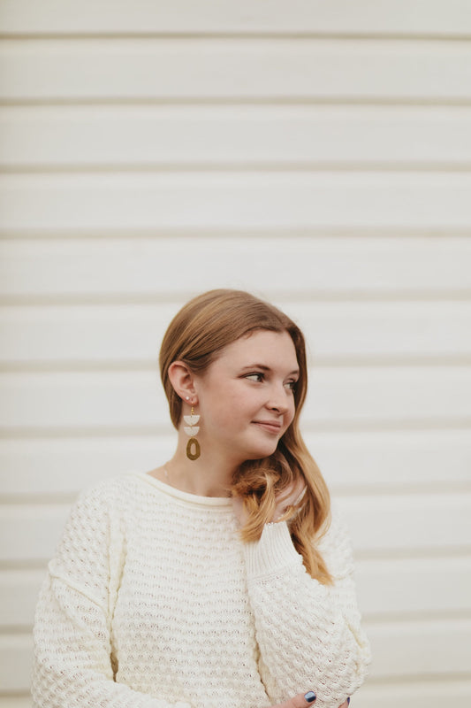 Pearl and Gold Clay Earrings