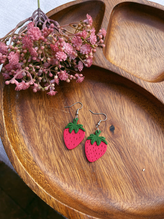 Strawberry Clay Earring 2D