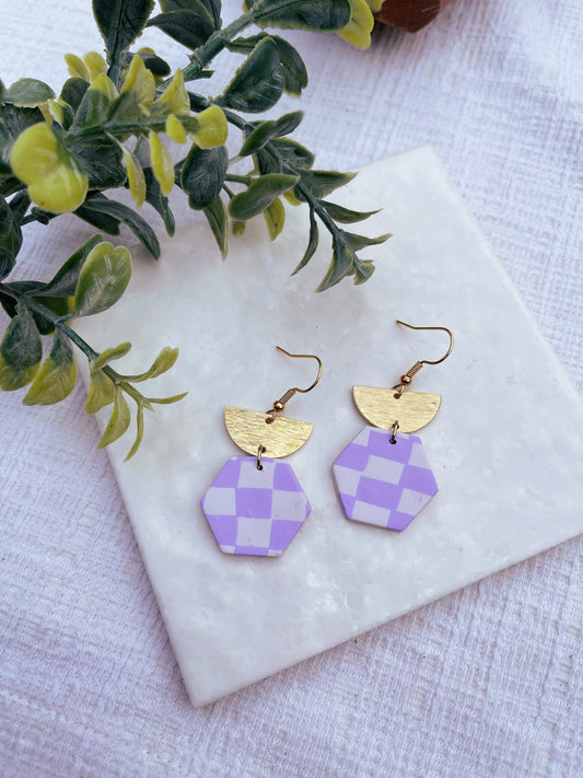 Checkered Clay Earrings