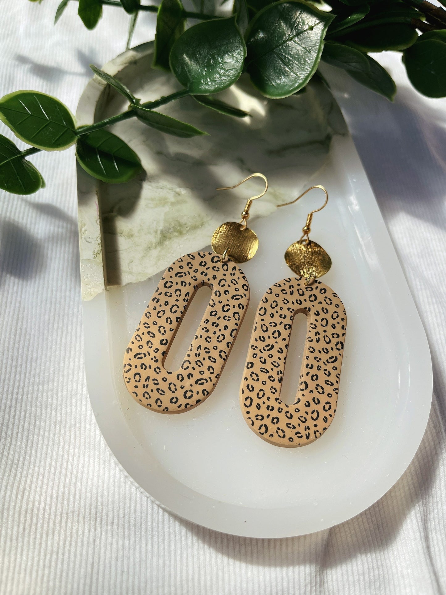 Cheetah Clay Earrings