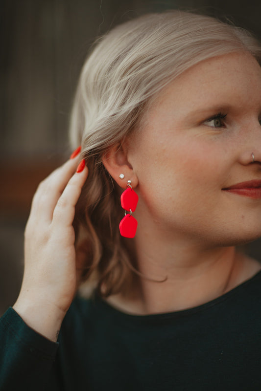 Hot Pink Stacked Clay Earrings