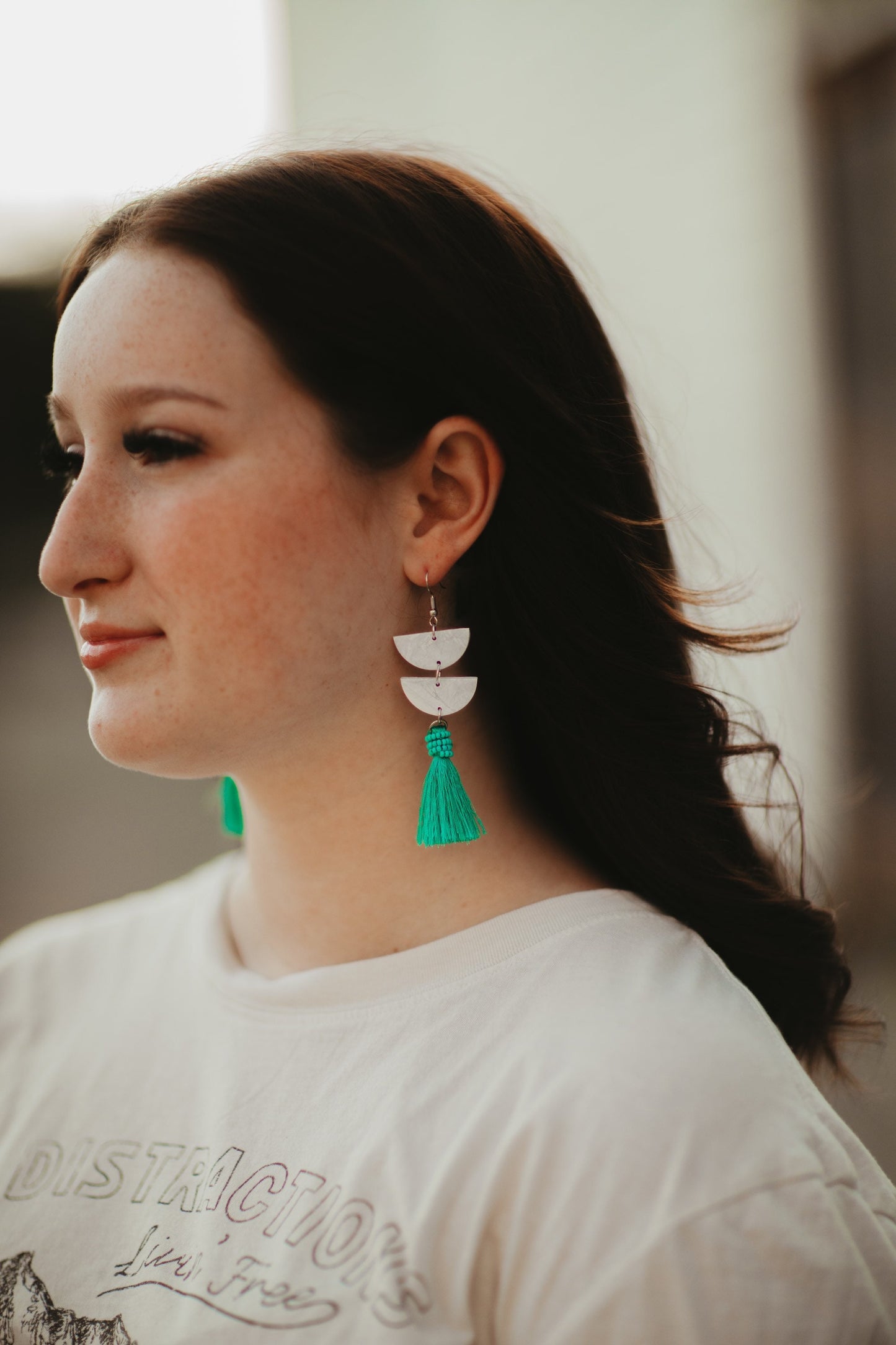 Turquoise Tassel Clay Earrings