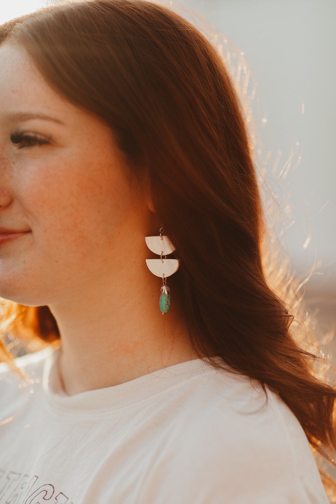 White & Turquoise Clay Earrings