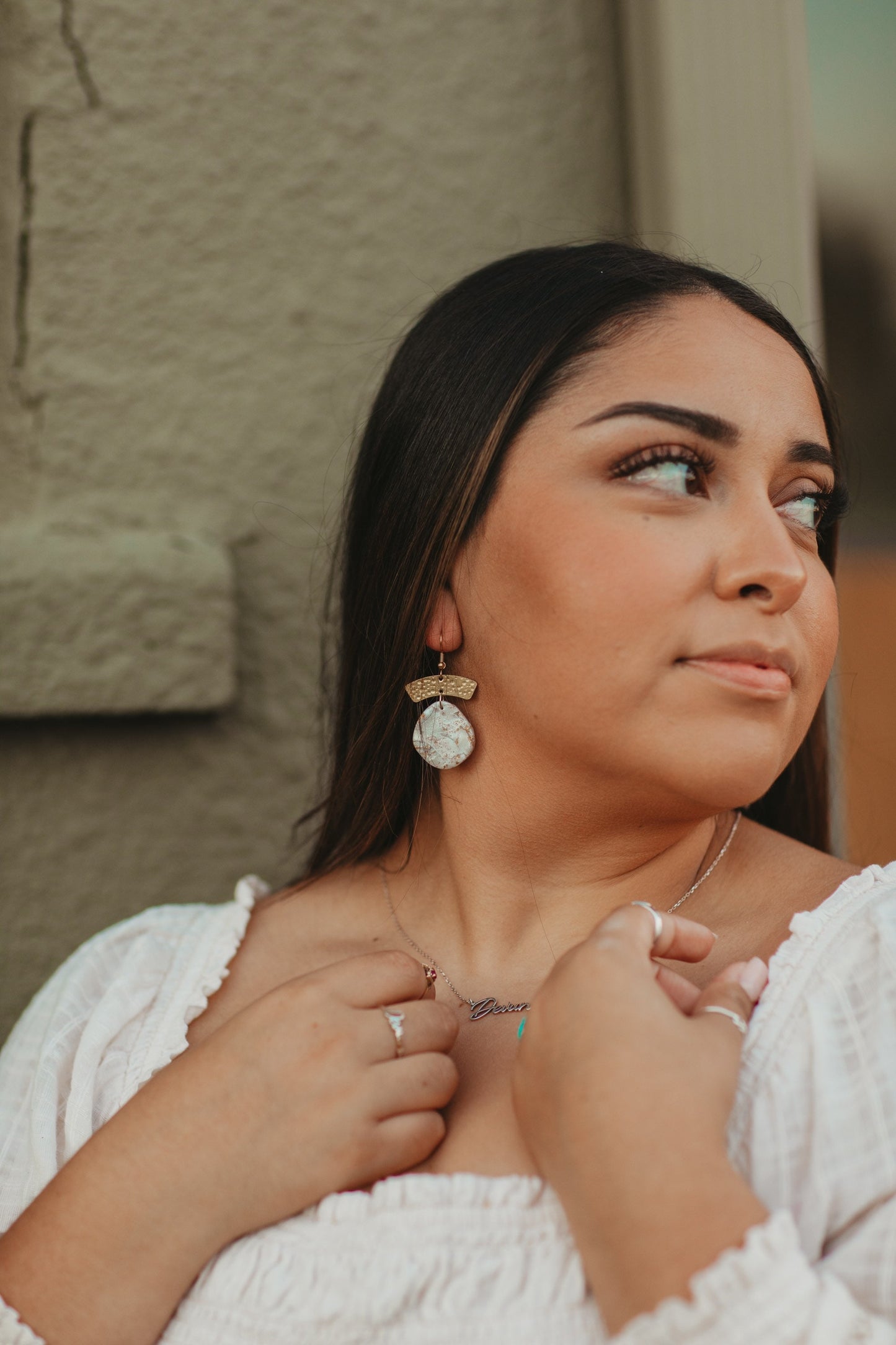 Gold Marble Clay Earrings